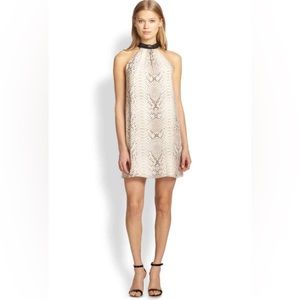 Haute Hippi Sleeveless snakeskin Choker Mini Dress. 100% silk. Fully lined XS